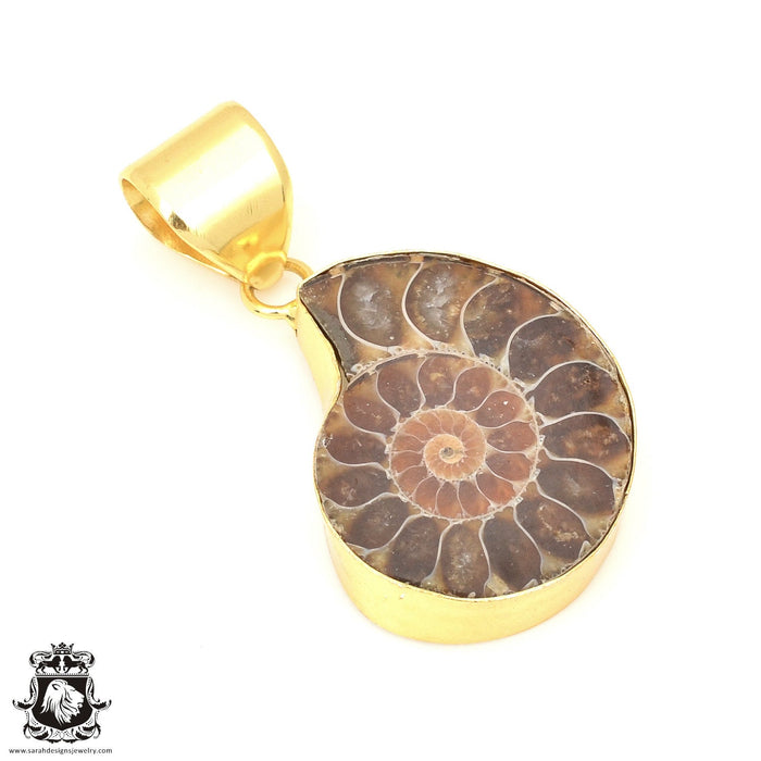 Ammonite 24K Gold Plated Pendant  GPH678