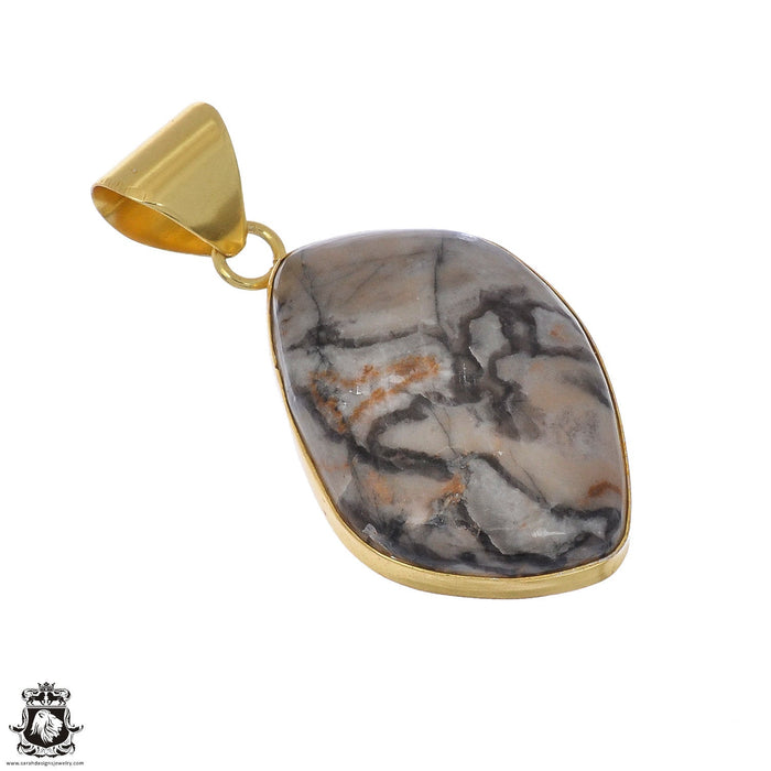 Porcelain Jasper 24K Gold Plated Pendant  GPH1088