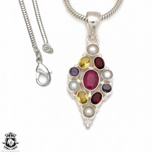 Ruby Pendant & Chain P8536