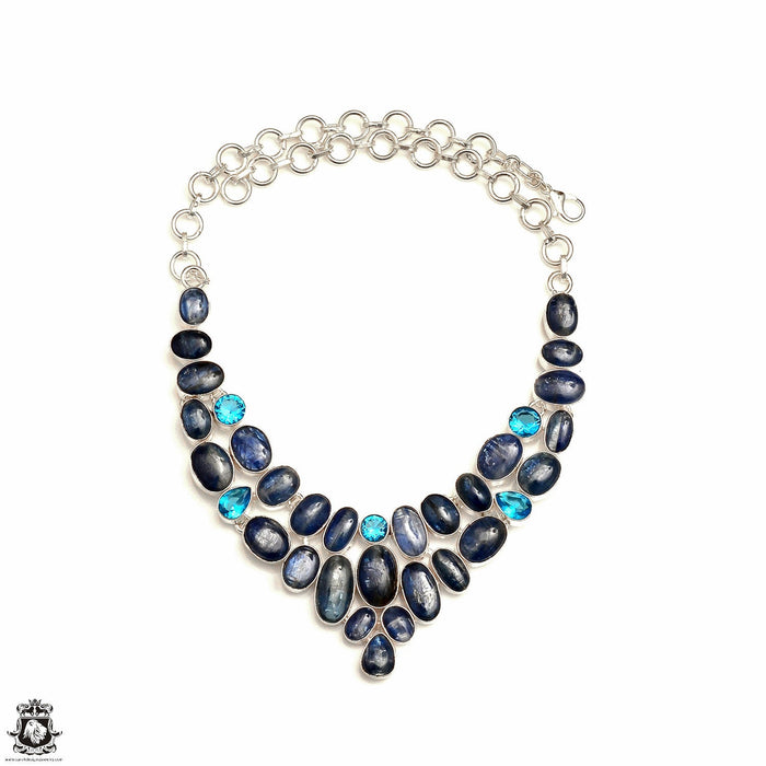 Genuine Tanzanian Kyanite Blue Topaz Necklace Bracelet SET938