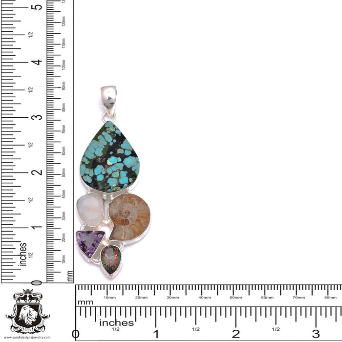 3.5 Inch Turquoise Amethyst Pendant & Chain P7857