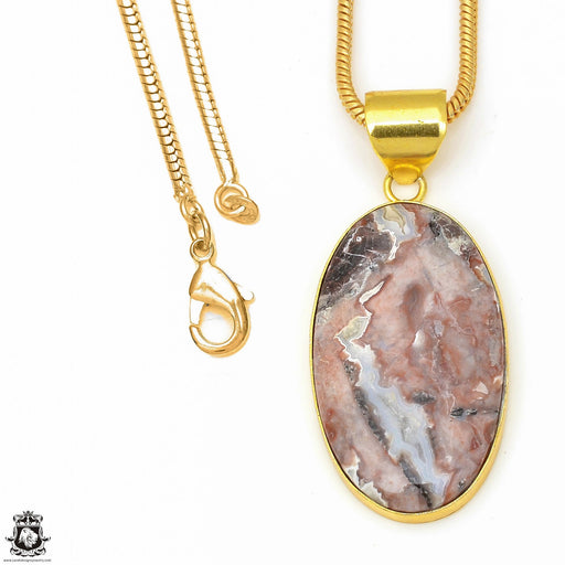 Crazy Lace Agate 24K Gold Plated Pendant  GPH609