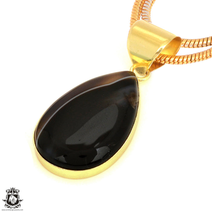Banded Agate 24K Gold Plated Pendant  GPH1807