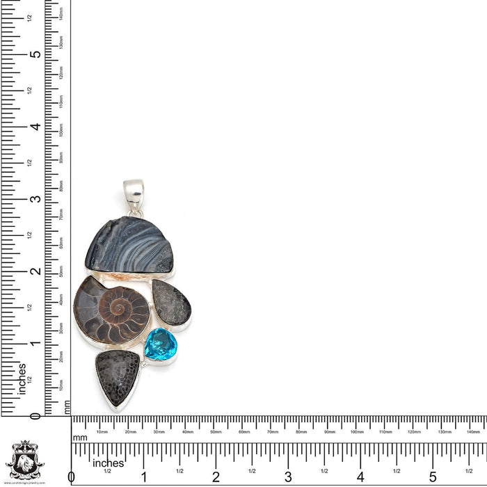 Desert Drusy Ammonite Pendant & Chain P8375