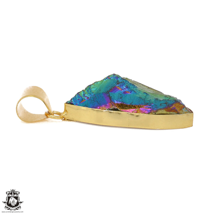 Titanium Aura Quartz 24K Gold Plated Pendant  GPH1173