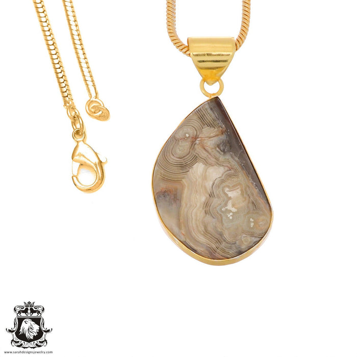 Crazy Lace Agate 24K Gold Plated Pendant  GPH1256