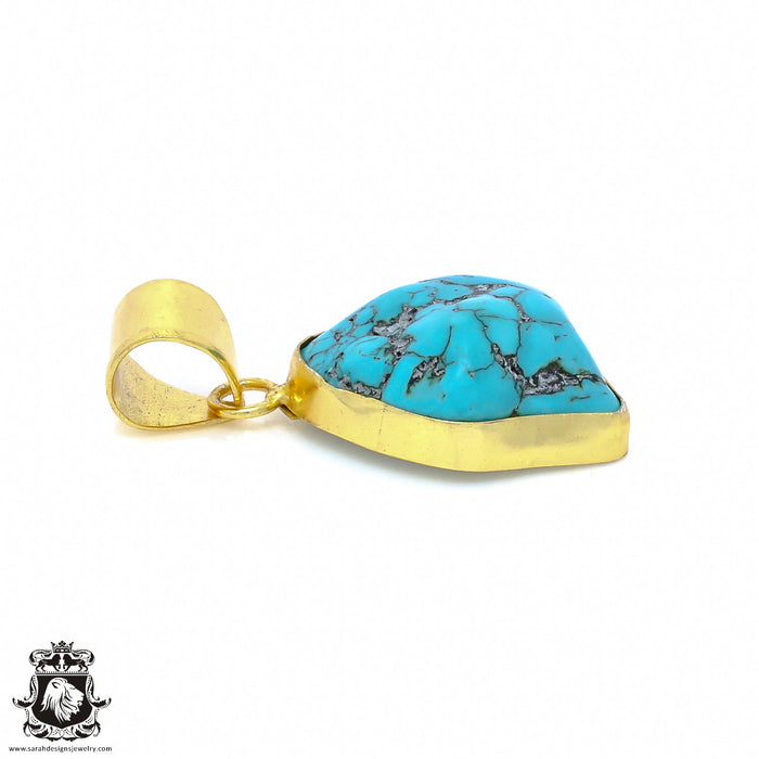 Turquoise Nugget 24K Gold Plated Pendant  GPH912