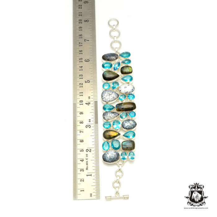 Dendritic Opal Merlinite Blue Topaz Labradorite Bracelet B3239