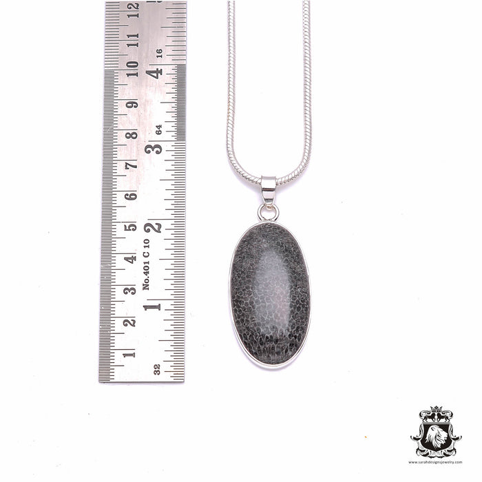 Stingray Coral Sterling Silver Pendant & Chain P6226