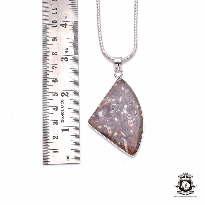 Stick Agate Sterling Silver Pendant 4mm Snake Chain P6323