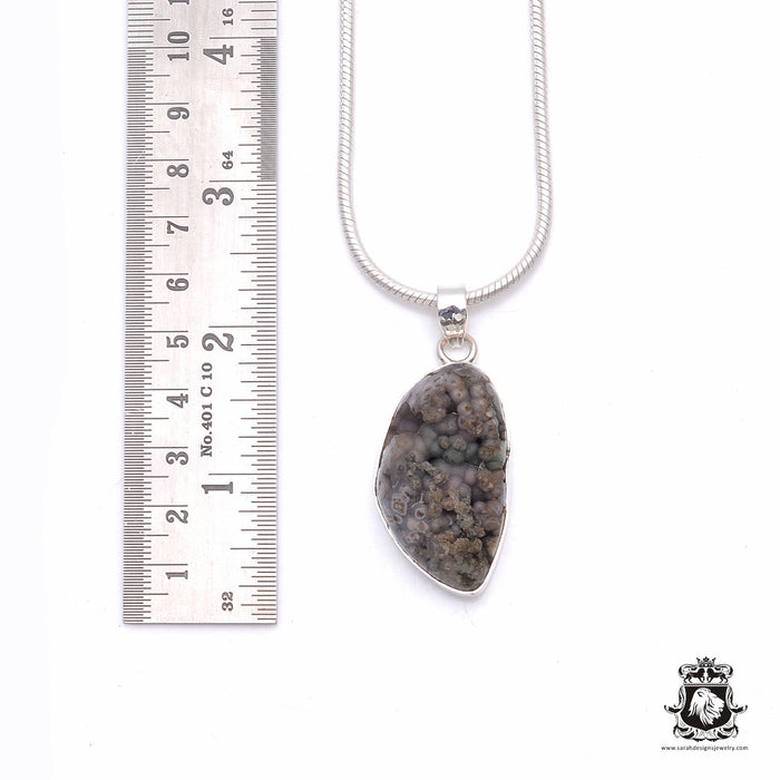 Grape Agate Fine Sterling Silver Pendant & Chain P6364