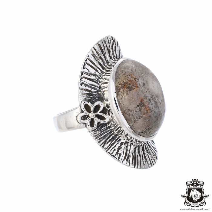 Size 8 Fossilized Bali Coral Sterling Silver Ring r2564