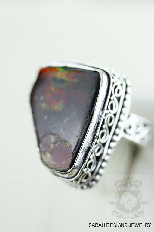Size 7 Ammolite Sterling Silver Ring r1614