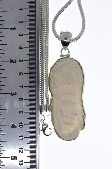 Chief Hiawatha Carving Silver Pendant & Chain C84