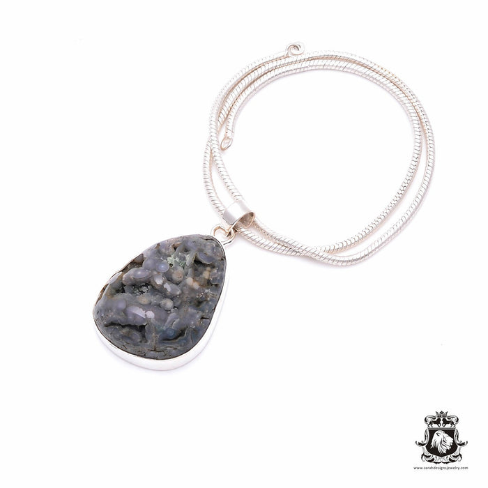 Grape Agate Fine Sterling Silver Pendant & Chain P6325