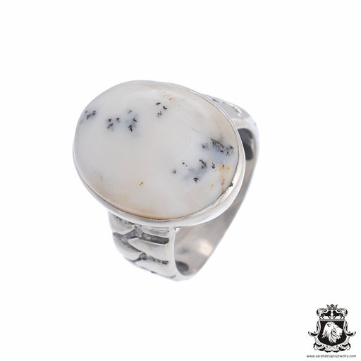 Size 8 Dendritic Agate Sterling Silver Ring r2589