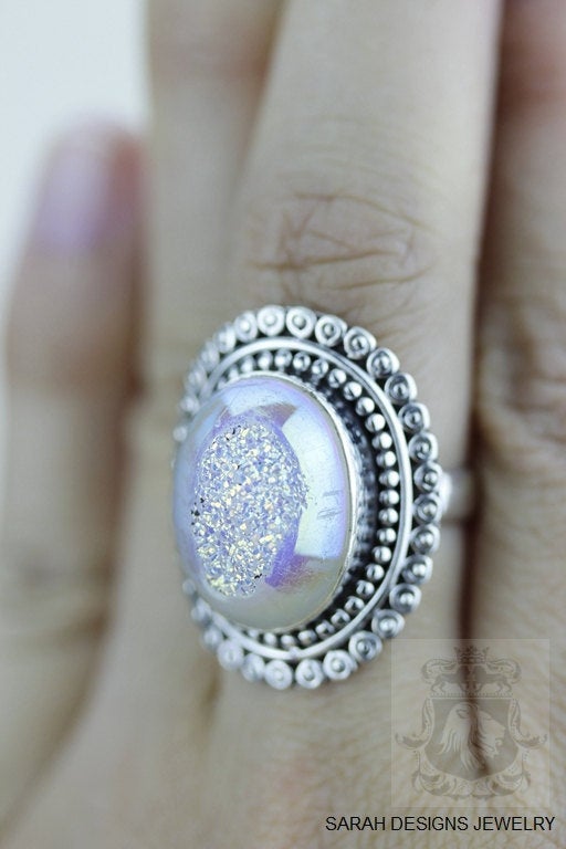Size 6 Drusy Sterling Silver Ring r1446