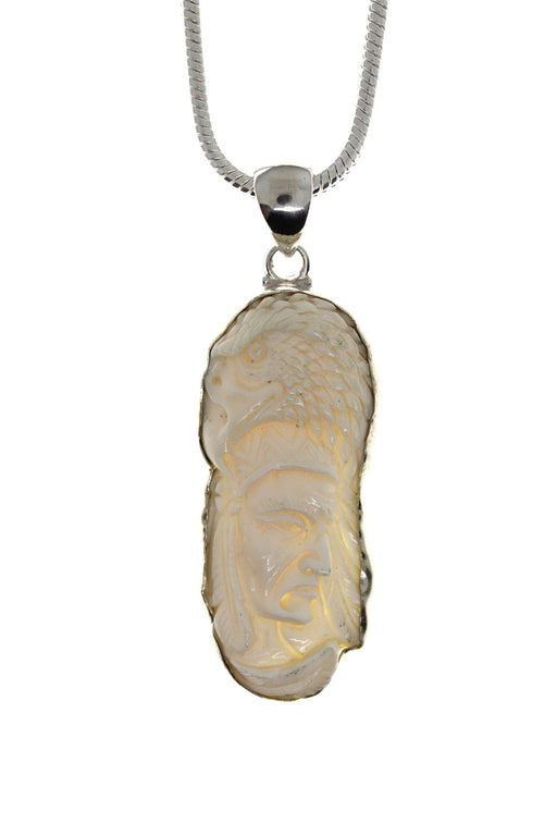 Chief Hiawatha Carving Silver Pendant & Chain C84