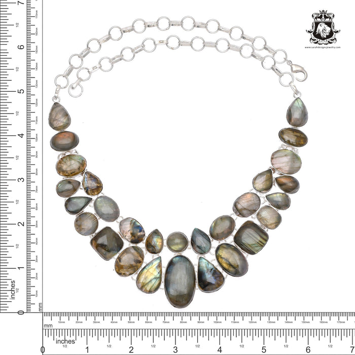Labradorite Bracelet Necklace Set 625