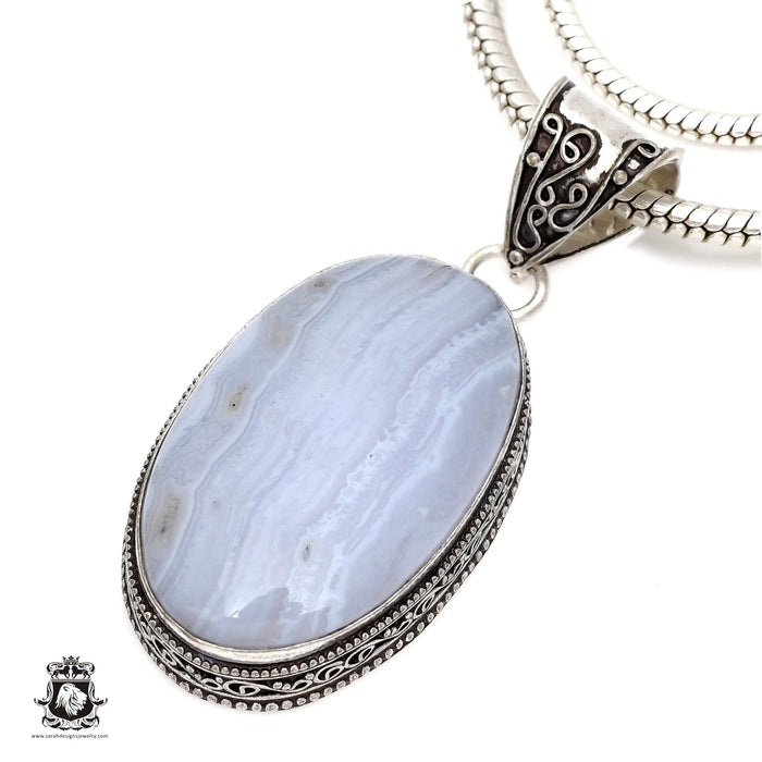 Blue Lace Agate Pendant & Chain  V543