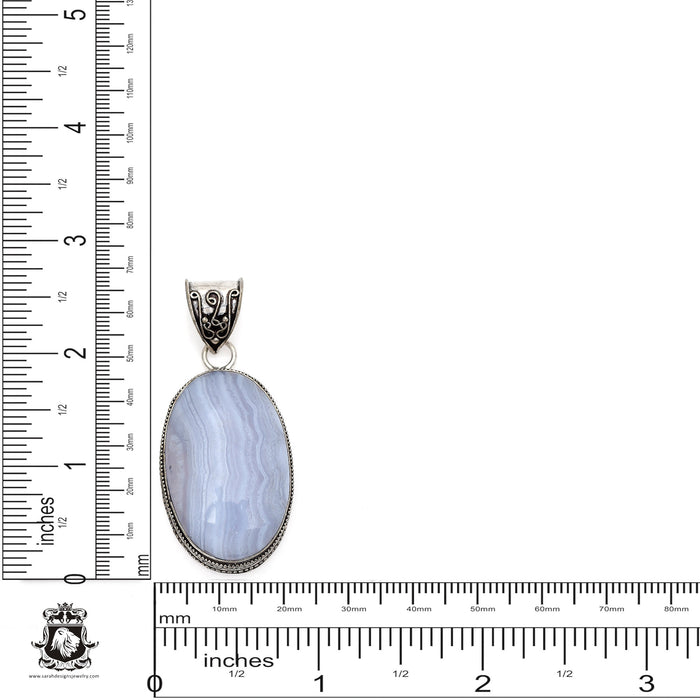 Blue Lace Agate Pendant & Chain  V555