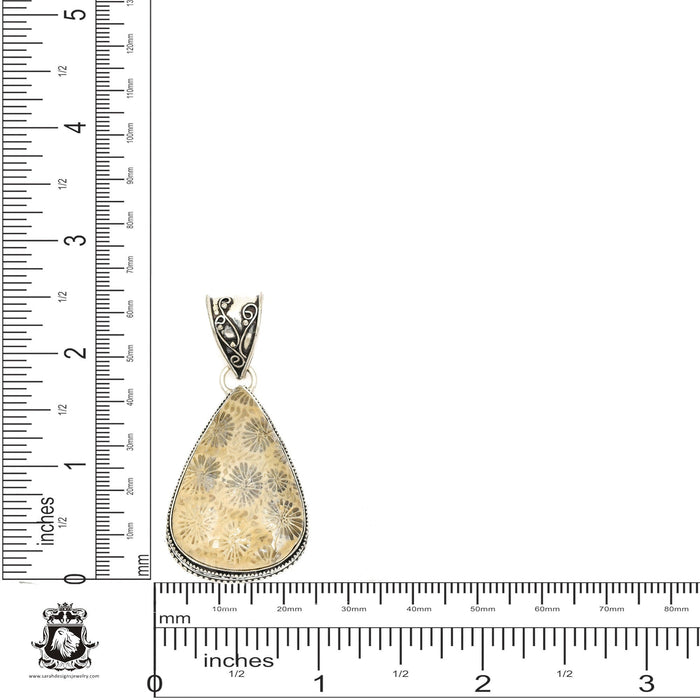 Fossilized Bali Coral Pendant 4mm Snake Chain V1400