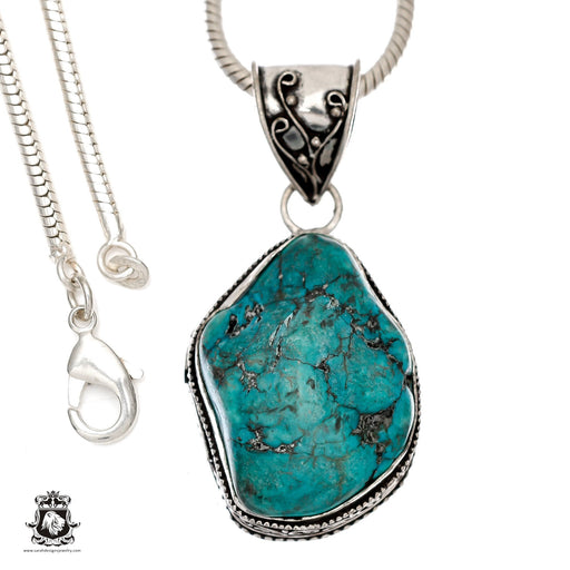 Turquoise Nugget Pendant & Chain  V1480