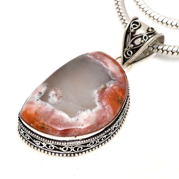 Crazy Lace Agate Pendant 4mm Snake Chain V1607
