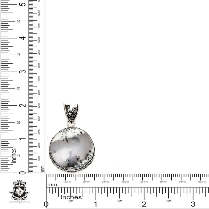 Merlinite Dendritic Opal Pendant & Chain  V1630