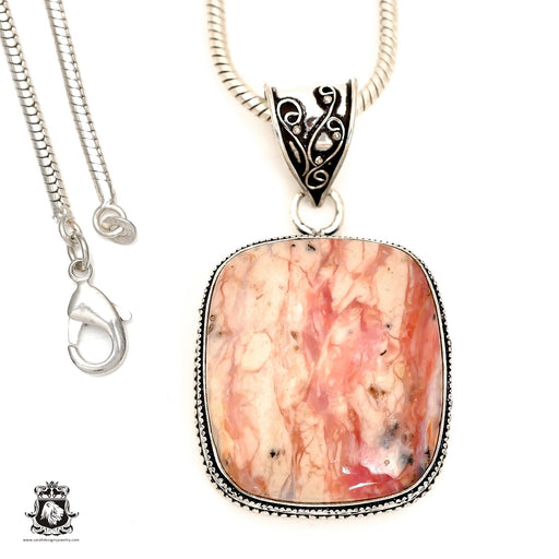 Peruvian Pink Opal Pendant & Chain  V1692