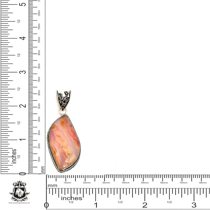 Peruvian Pink Opal Pendant 4mm Snake Chain V1700