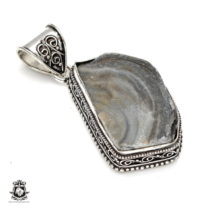 Desert Druzy Drusy Vintage Silver Pendant & Chain  V131