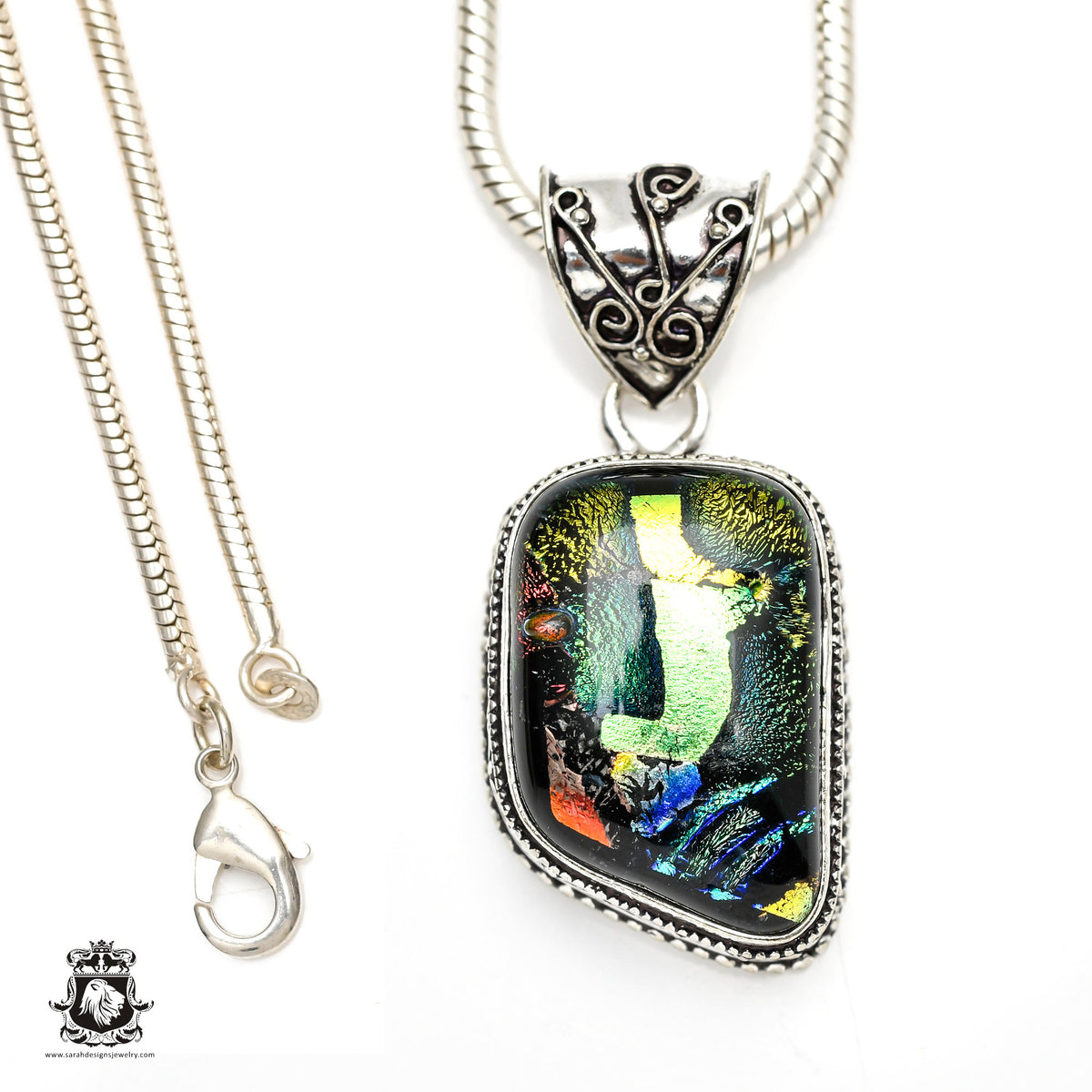 Moldavite Astronaut Space Necklace Sterling Silver 