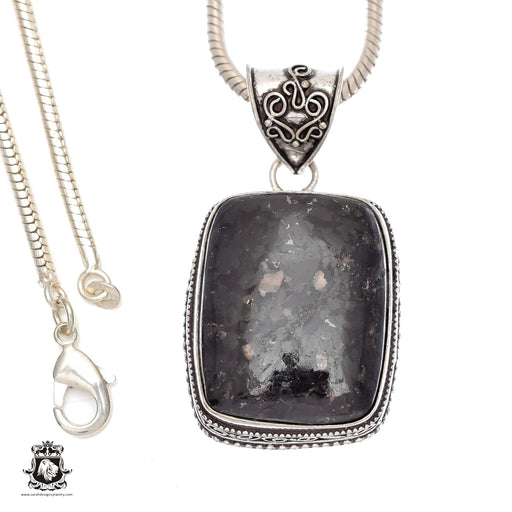 Black Sapphire Obsidian Pendant & Chain  V897