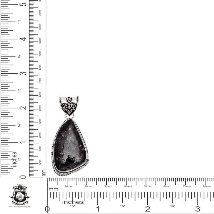 Black Sapphire Obsidian Pendant & Chain  V908