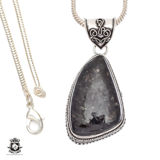 Black Sapphire Obsidian Pendant & Chain  V908
