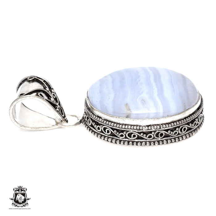 Blue Lace Agate Pendant & Chain  V546