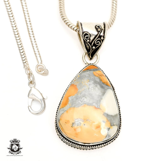 Merlinite Dendritic Opal Pendant & Chain  V1323