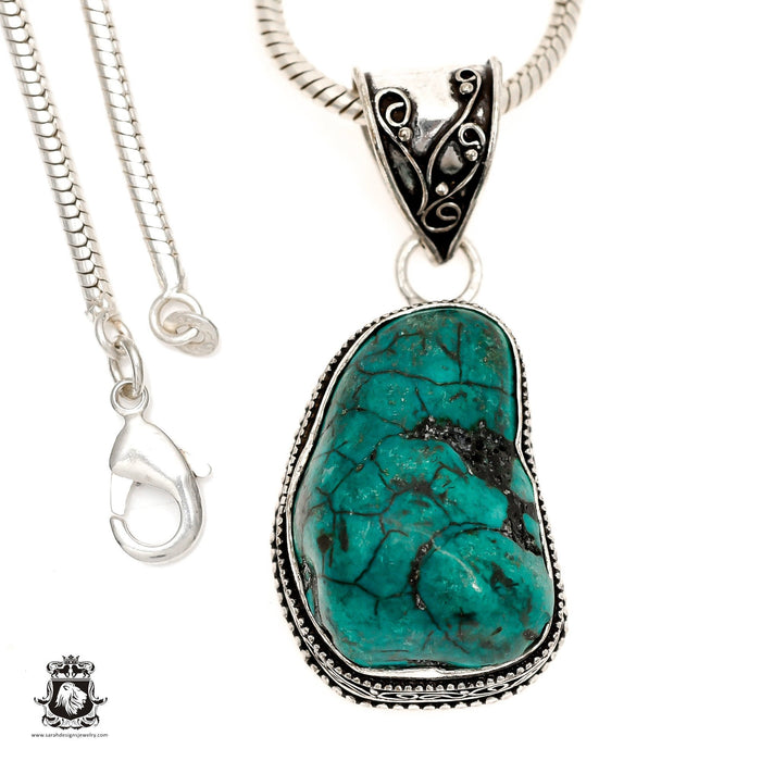 Turquoise Nugget Pendant 4mm Snake Chain V1484