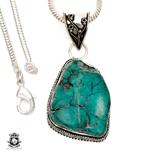 Turquoise Nugget Pendant & Chain  V1486