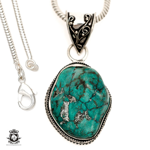 Turquoise Nugget Pendant & Chain  V1488