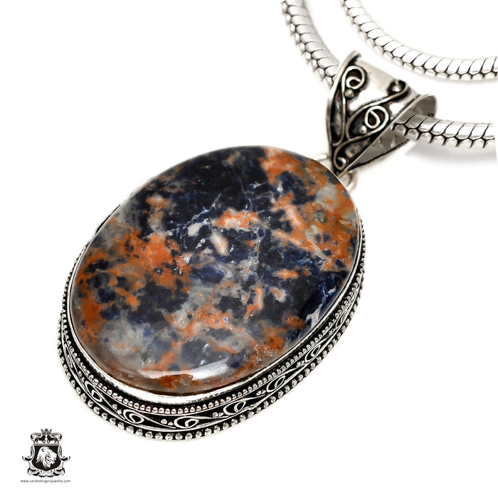 Orange Sodalite Pendant & Chain  V1532