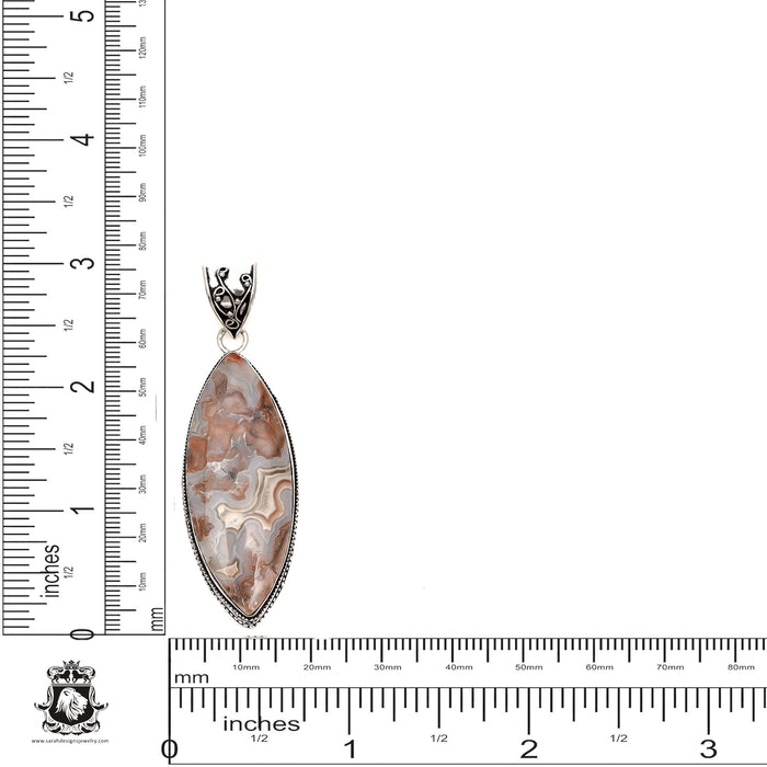 Crazy Lace Agate Pendant & Chain  V1615