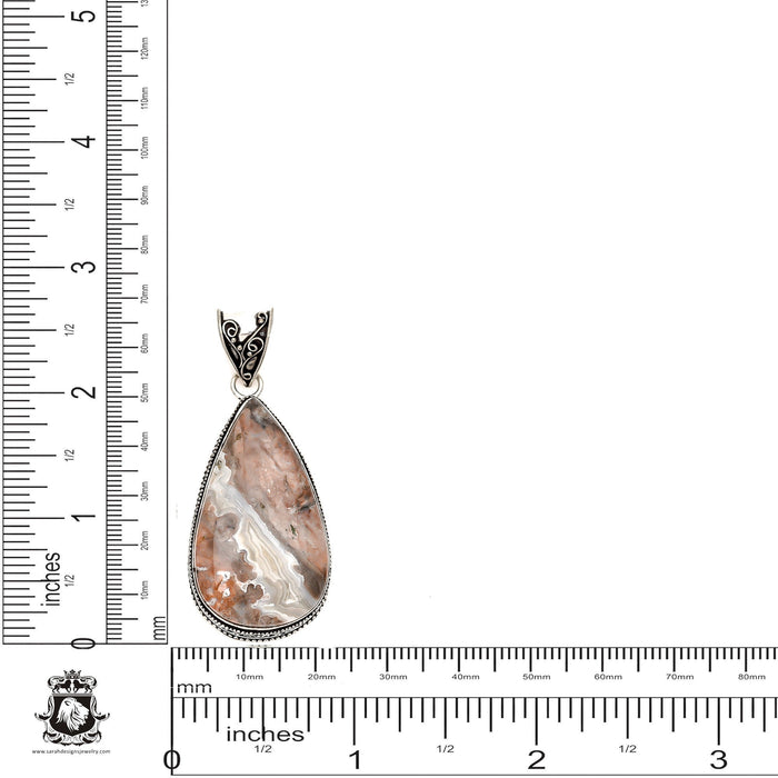 Crazy Lace Agate Pendant 4mm Snake Chain V1621