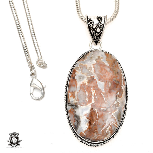 Crazy Lace Agate Pendant 4mm Snake Chain V1623