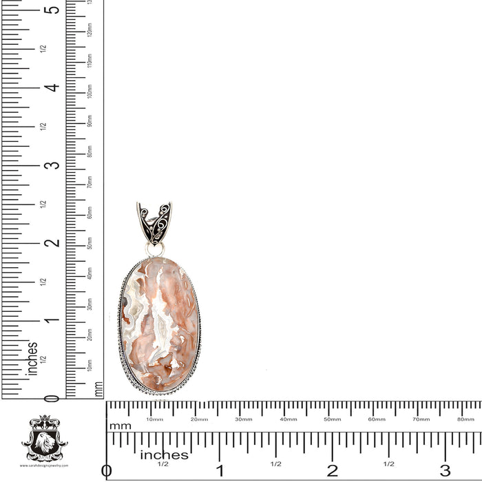 Crazy Lace Agate Pendant 4mm Snake Chain V1625