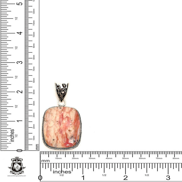Peruvian Pink Opal Pendant 4mm Snake Chain V1692