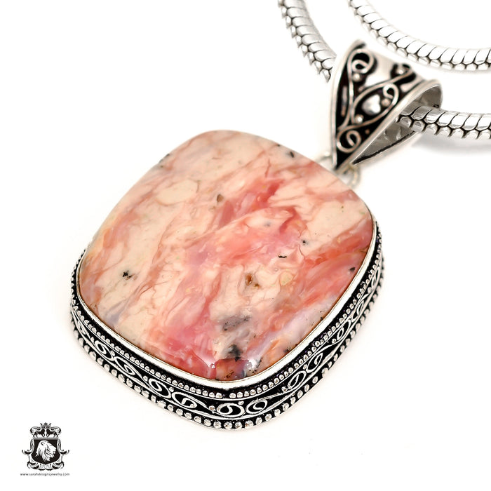 Peruvian Pink Opal Pendant & Chain  V1692