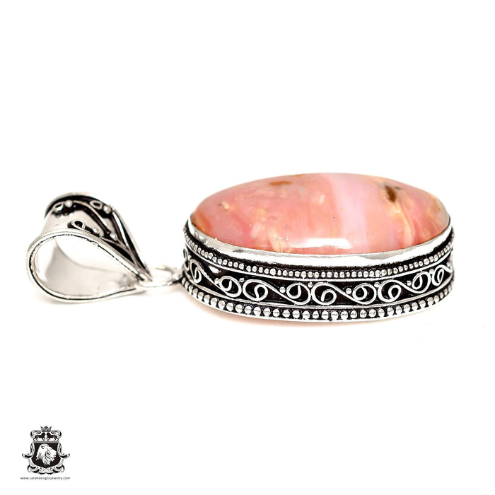Peruvian Pink Opal Pendant & Chain  V1698