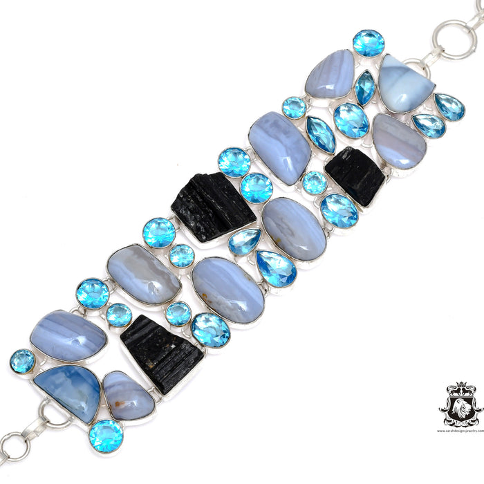 Amazon.com: New Blue Topaz Leather Wrap Bracelet Natural Jasper Stone  Crystal Cuff Bracelets Elegant Cute Unique Stunning Pretty jewerly Perfect  for Any Occasion BEUTYM02380 : Clothing, Shoes & Jewelry